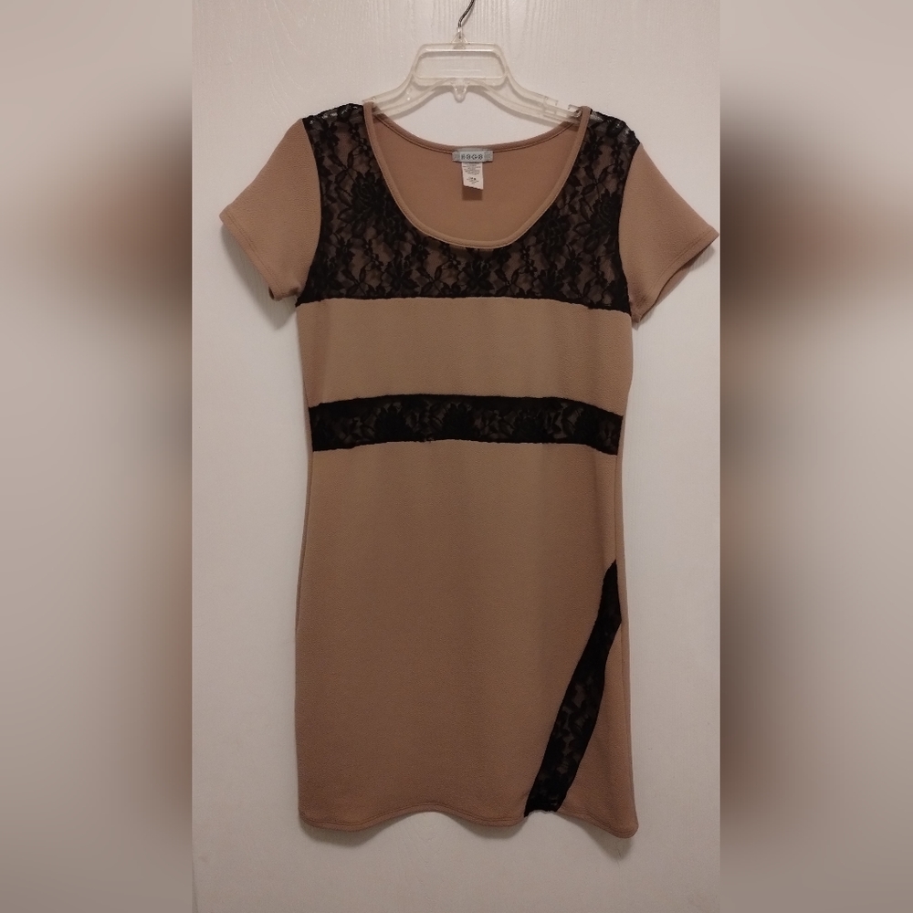 Lace Dress Tan Black Lace